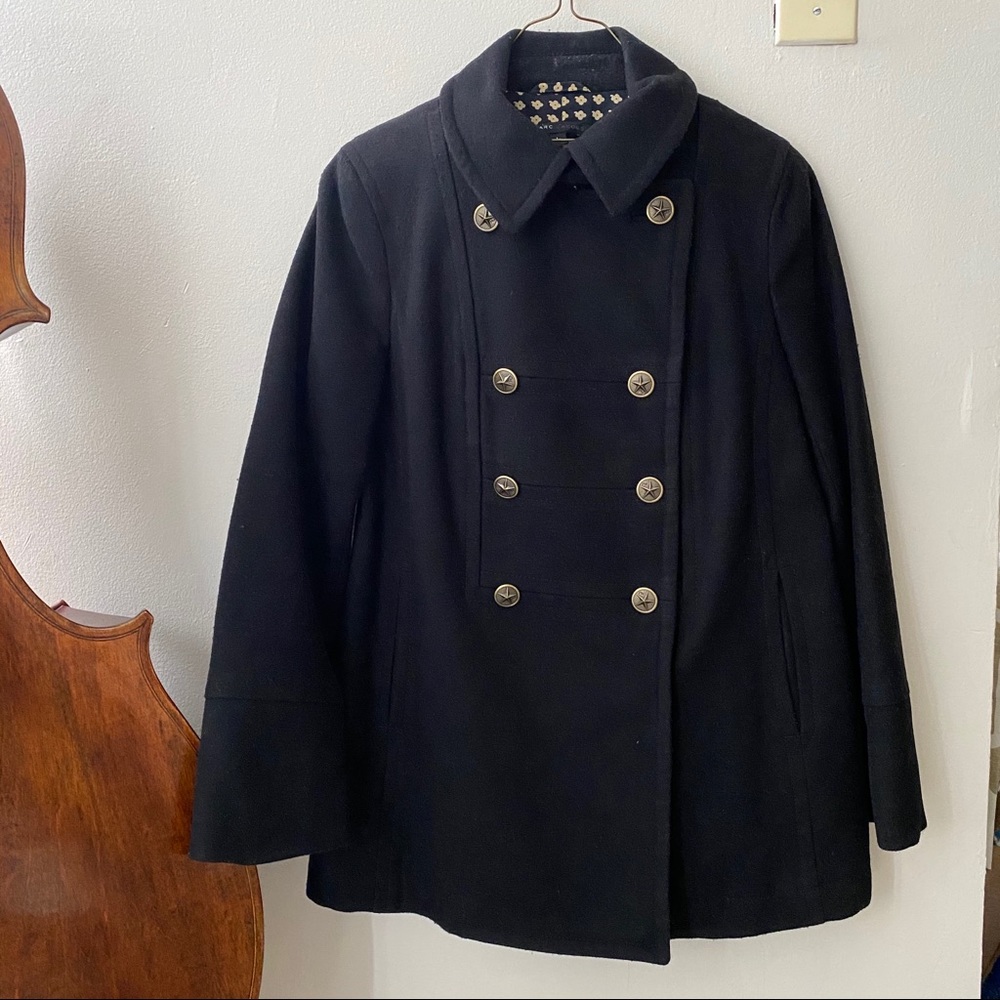 Marc Jacobs Military Pea Coat - L (Black)